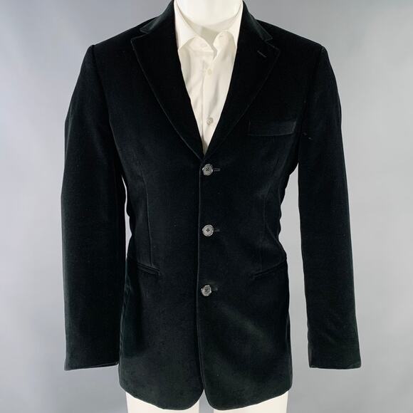 JOHN BARTLETT Size 38 Black Velvet Single Breasted Sport Coat - Picture 1 of 7
